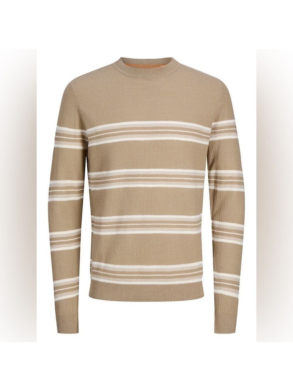 Produkt Dean Striped Crewneck Knit Tan & White Sweater